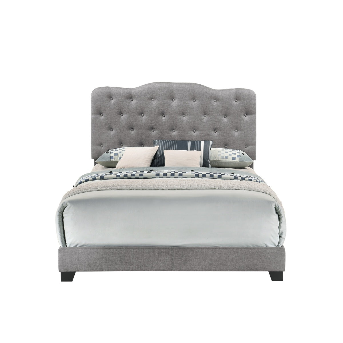King Bed W/Grey Fabric