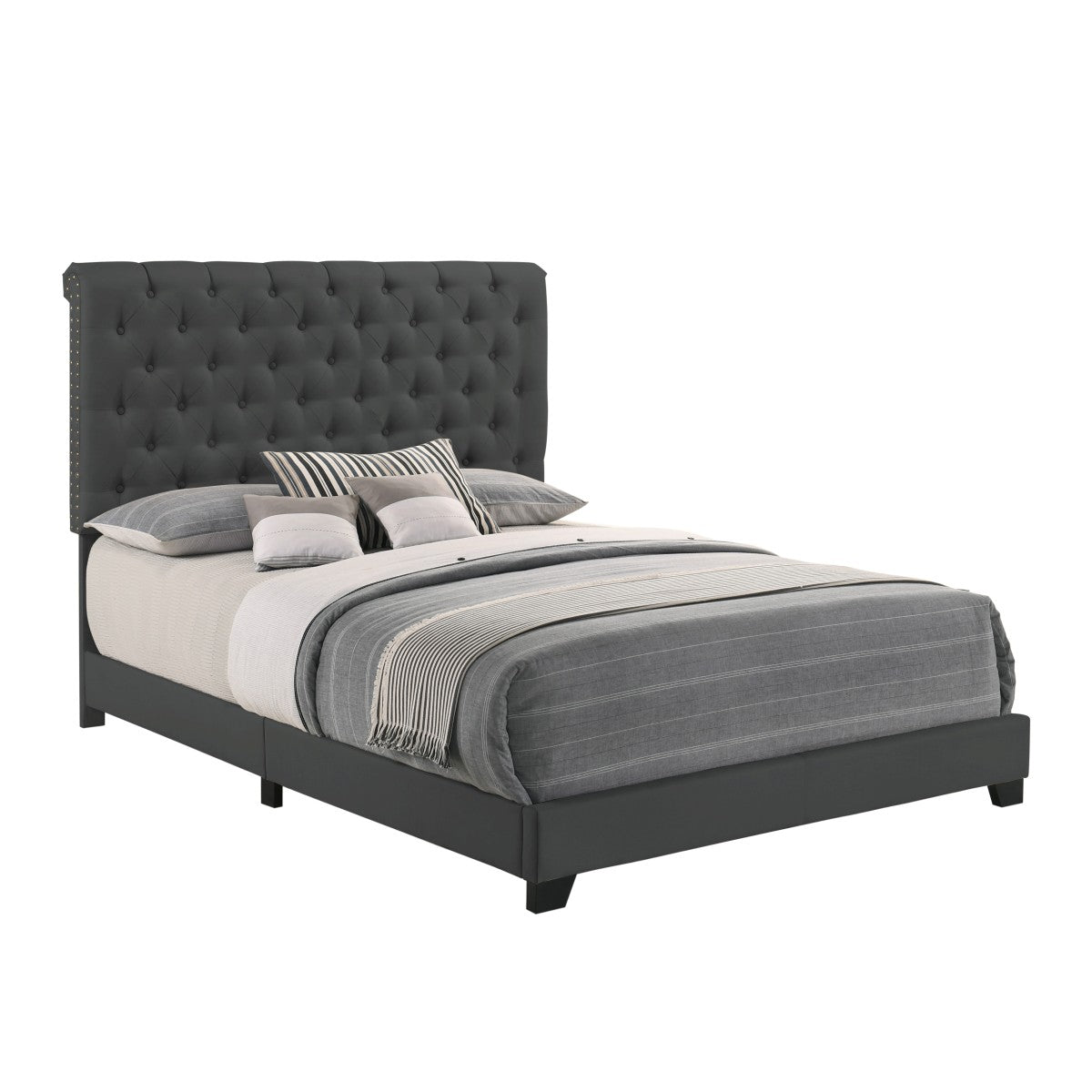 Full Bed W/Dark Grey Fabric