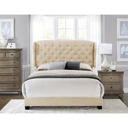 Queen Bed W/Beige Fabric