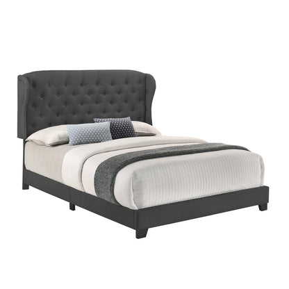 Queen Bed W/Dark Grey Fabric