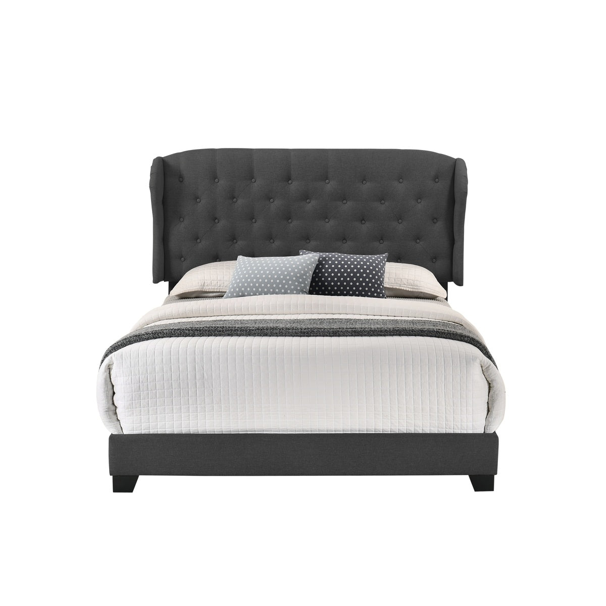 Full Bed W/Dark Grey Fabric