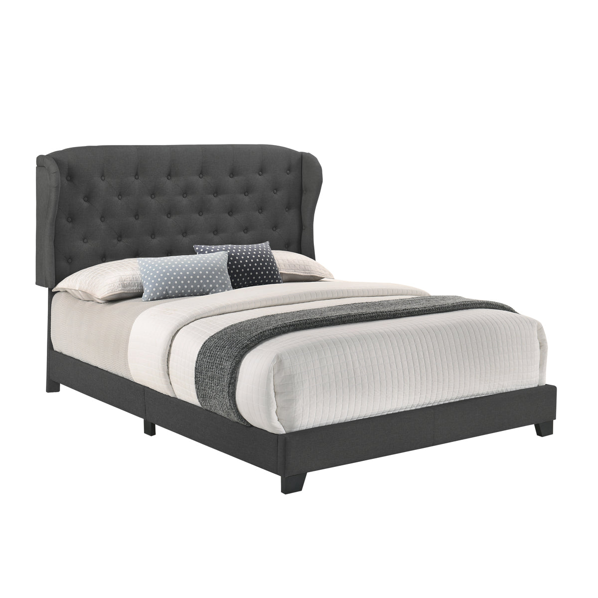 Full Bed W/Dark Grey Fabric