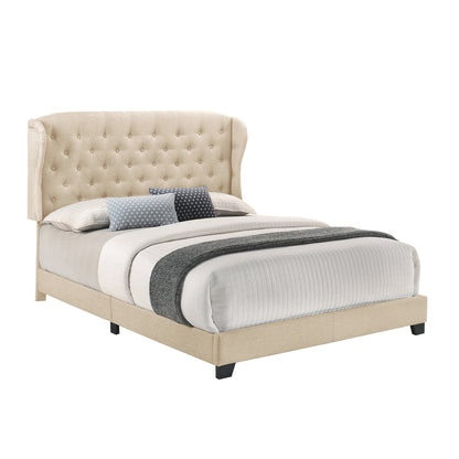 King Bed W/Beige Fabric
