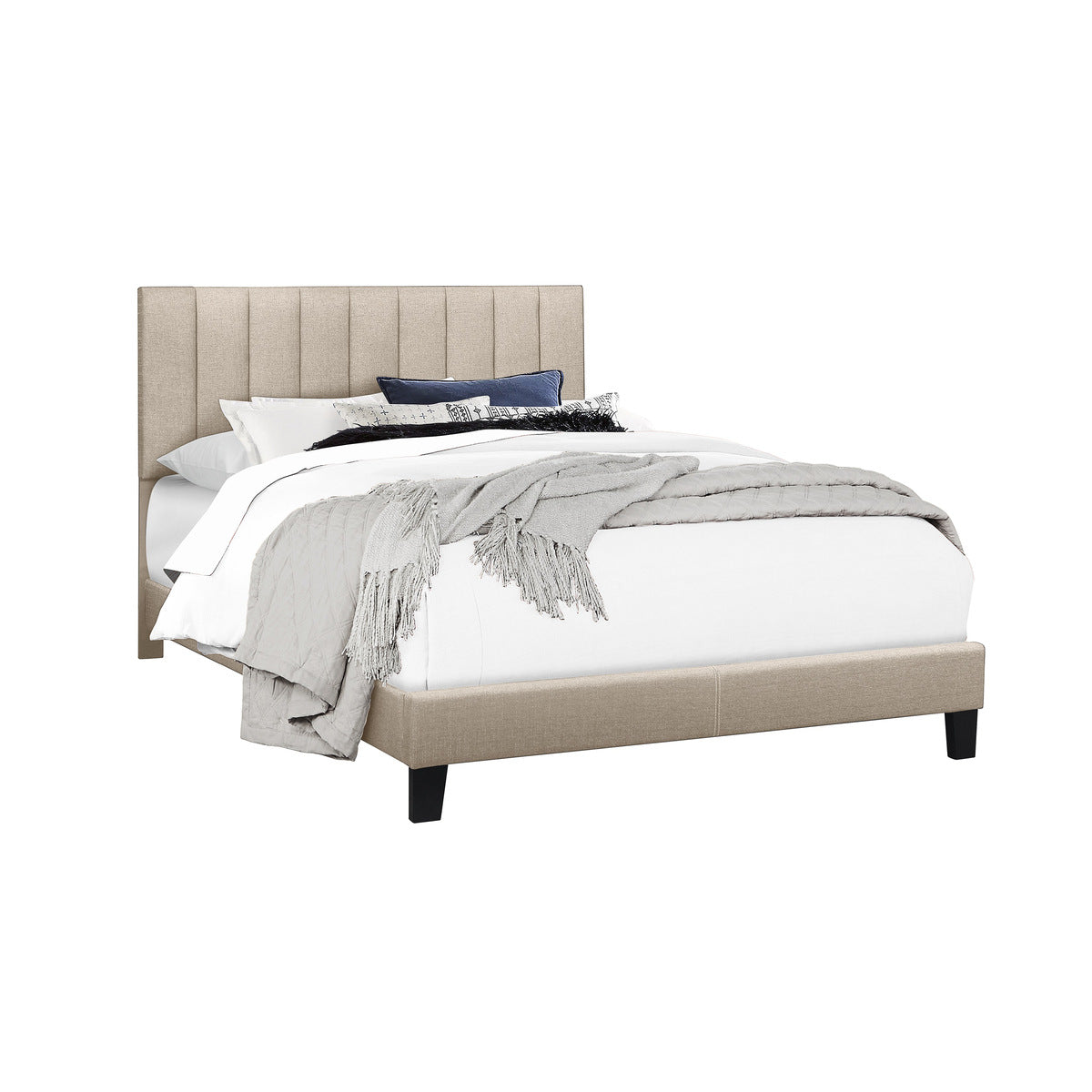 Channel Platform Bed W/Beige Fabric