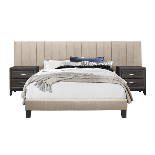 Queen Wall Bed With 2 Panels, Beige