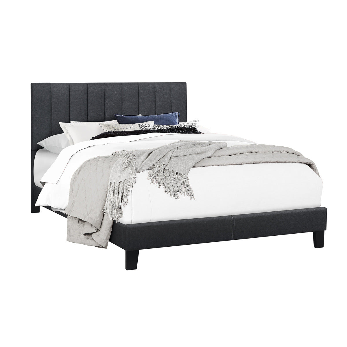 Channel Platform Bed W/Dark Gry Fabric