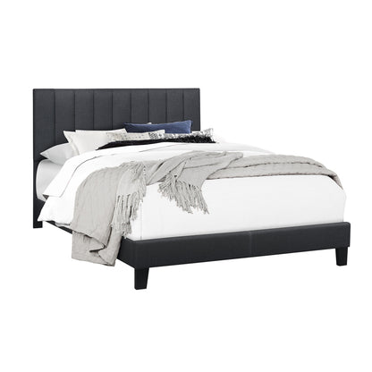 Channel King Platform Bed W/Dark Grey Fabric