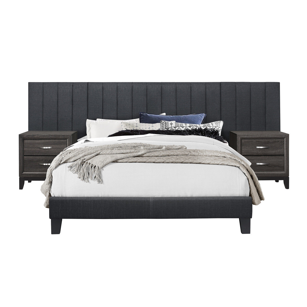 Full Wall Bed With 2 Panels, Dark Gray