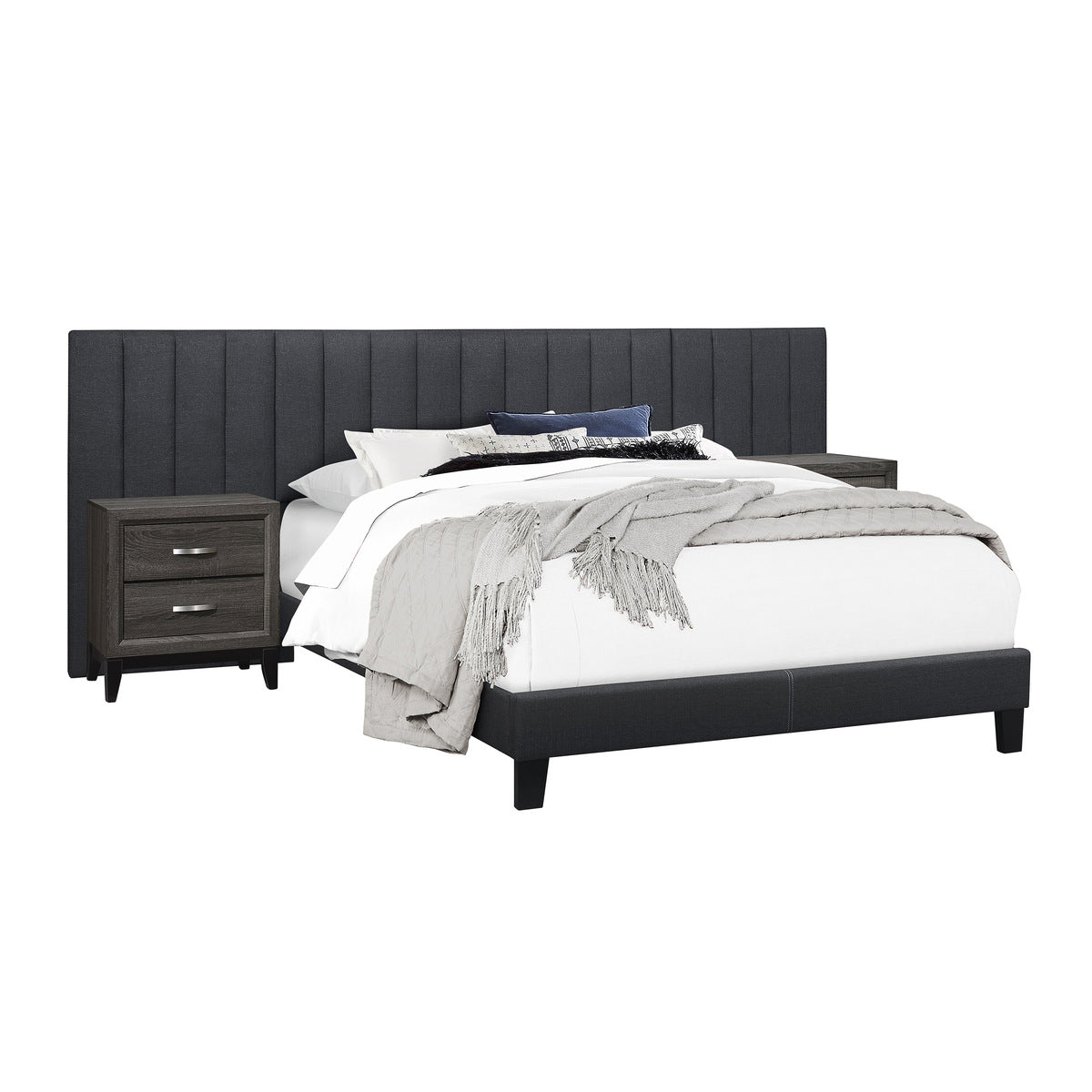 Full Wall Bed With 2 Panels, Dark Gray