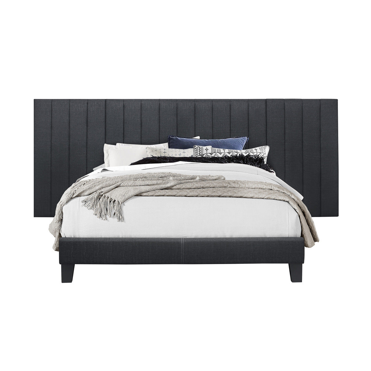 Full Wall Bed With 2 Panels, Dark Gray