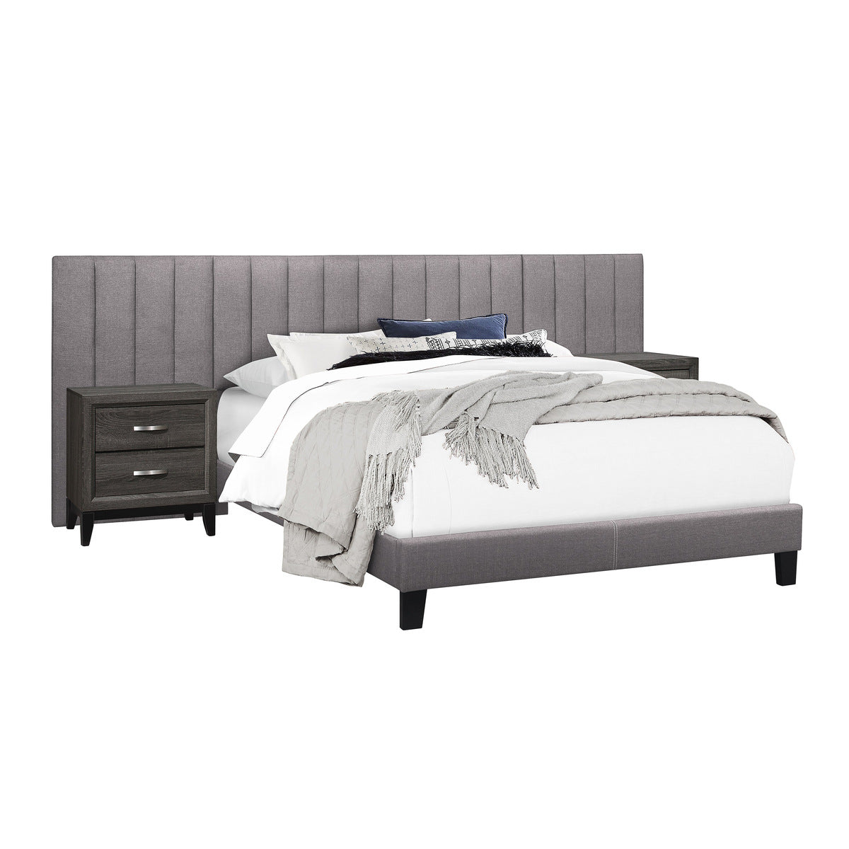 Queen Wall Bed With 2 Panels, Gray