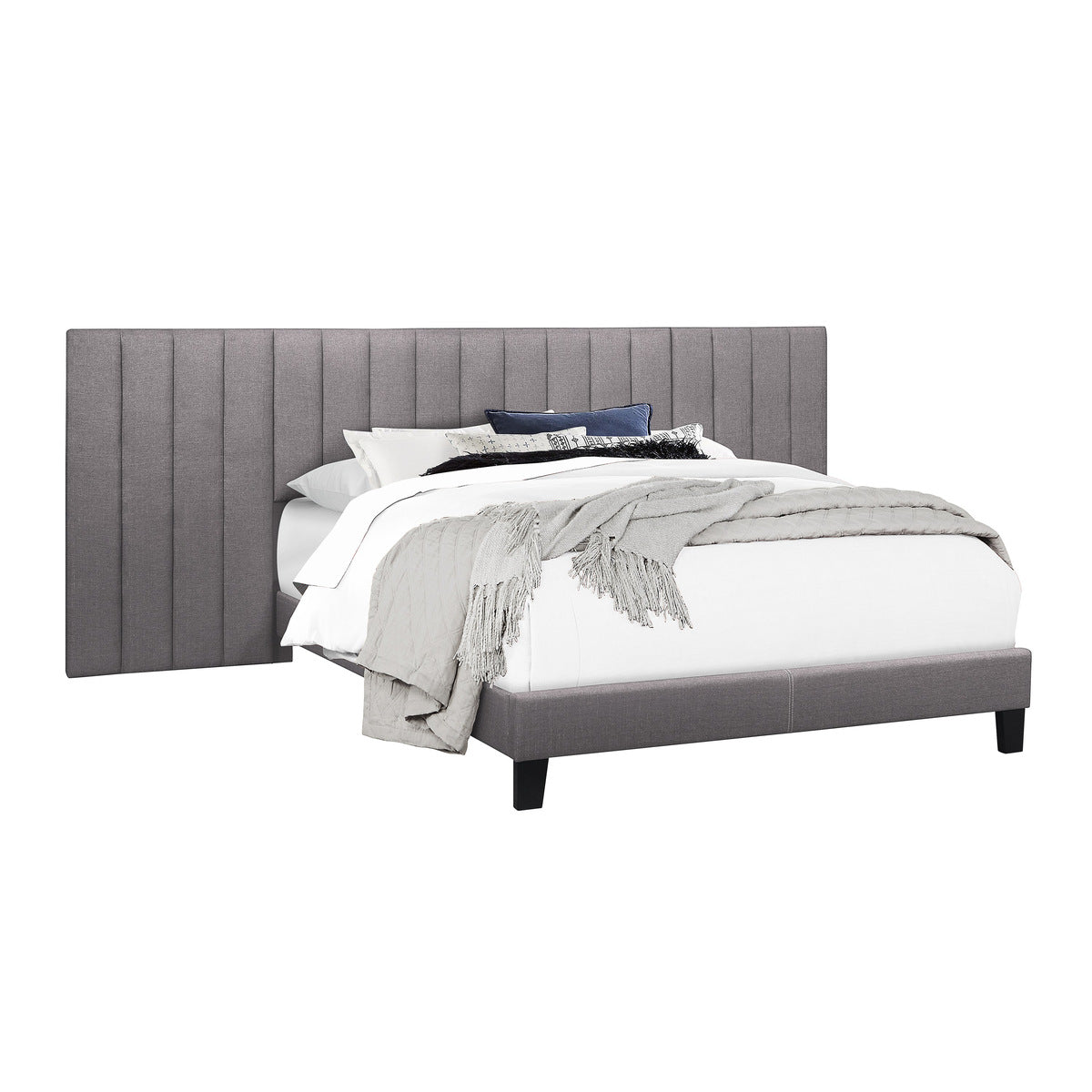 Queen Wall Bed With 2 Panels, Gray