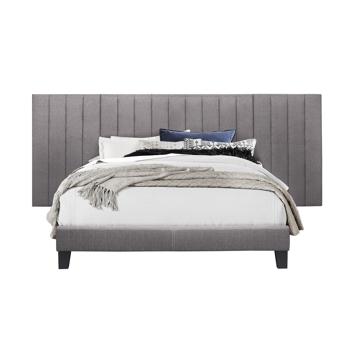 Queen Wall Bed With 2 Panels, Gray