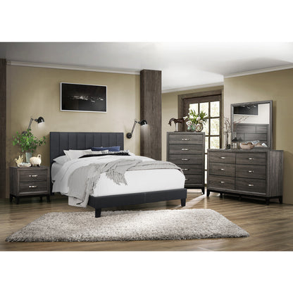 Channel Platform Bed W/Dark Gry Fabric