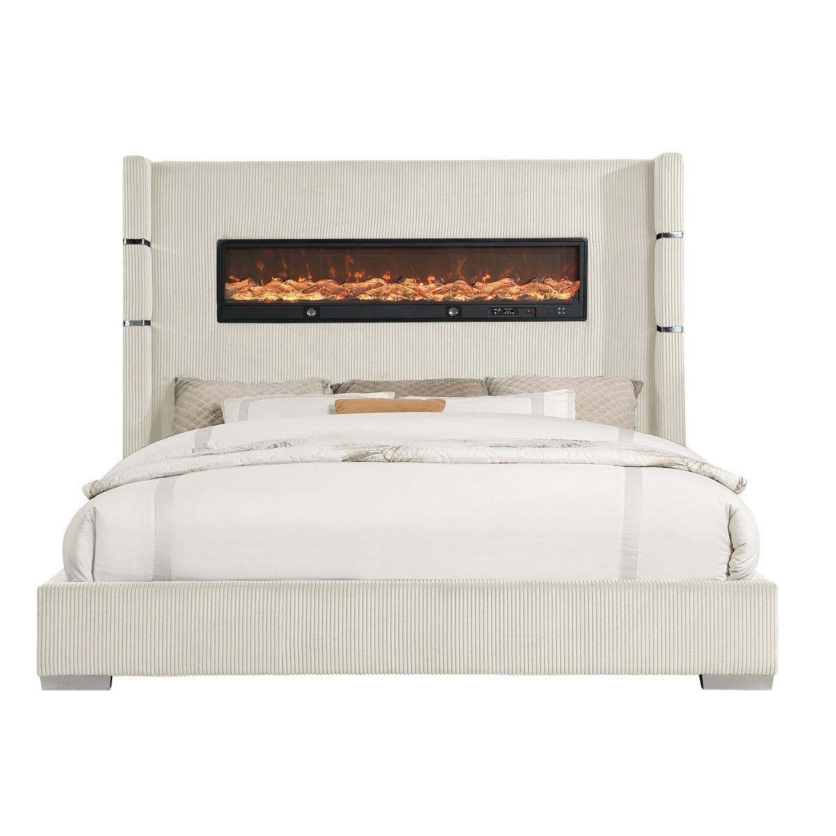 Vadra Uphl Qn Bed W/ Fireplace Display
