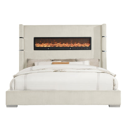 Vadra Uphl Ek Bed W/ Fireplace Display