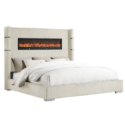 Vadra Uphl Qn Bed W/ Fireplace Display