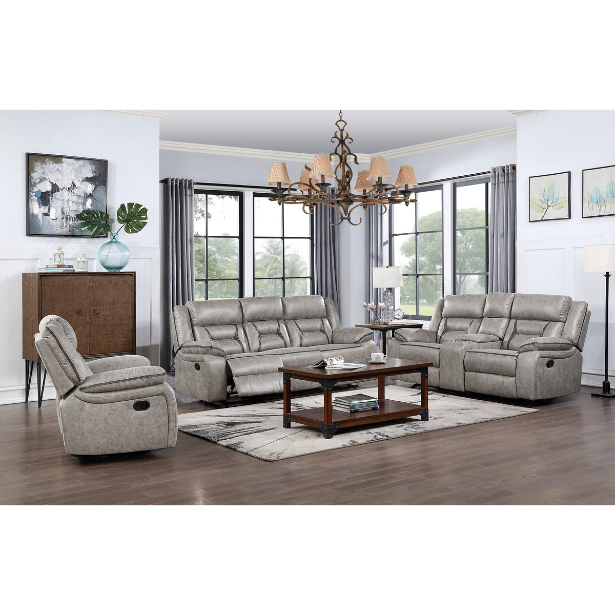 Double Glider Manual Reclining Love Seat W/Center Console