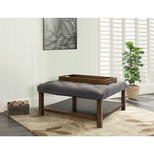 Ottoman Table W/ Serving Tray, Brown