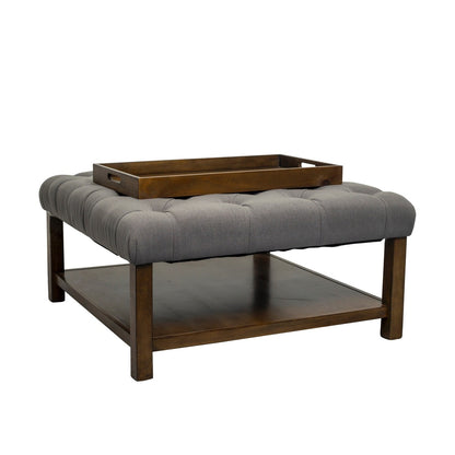Ottoman Table W/ Serving Tray, Dark Grey
