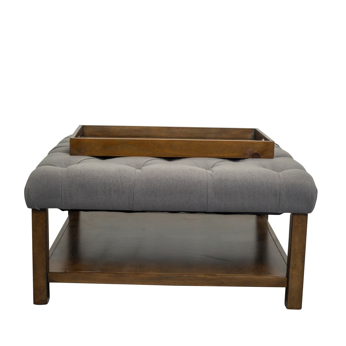 Ottoman Table W/ Serving Tray, Dark Grey
