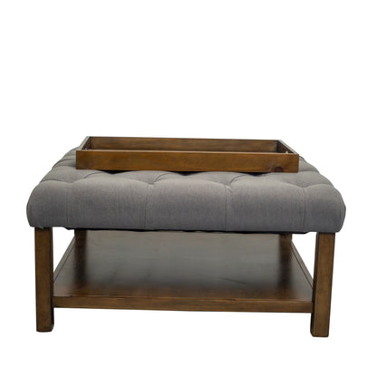 Ottoman Table W/ Serving Tray, Dark Grey