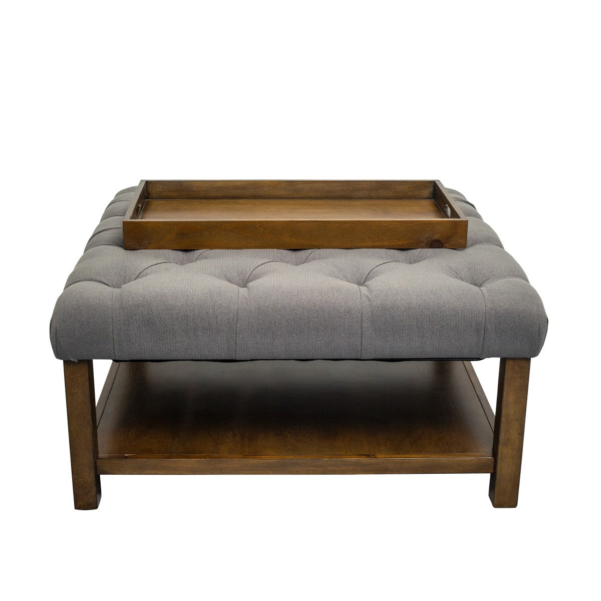 Ottoman Table W/ Serving Tray, Dark Grey