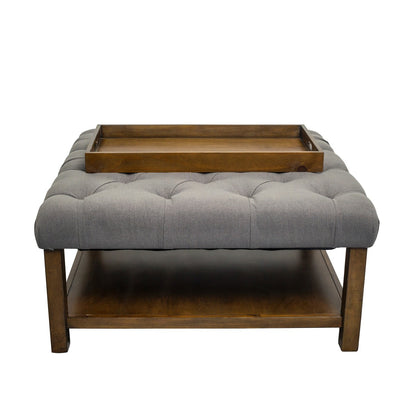 Ottoman Table W/ Serving Tray, Dark Grey