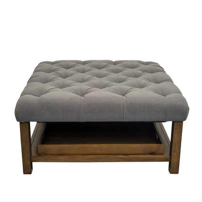 Ottoman Table W/ Serving Tray, Dark Grey