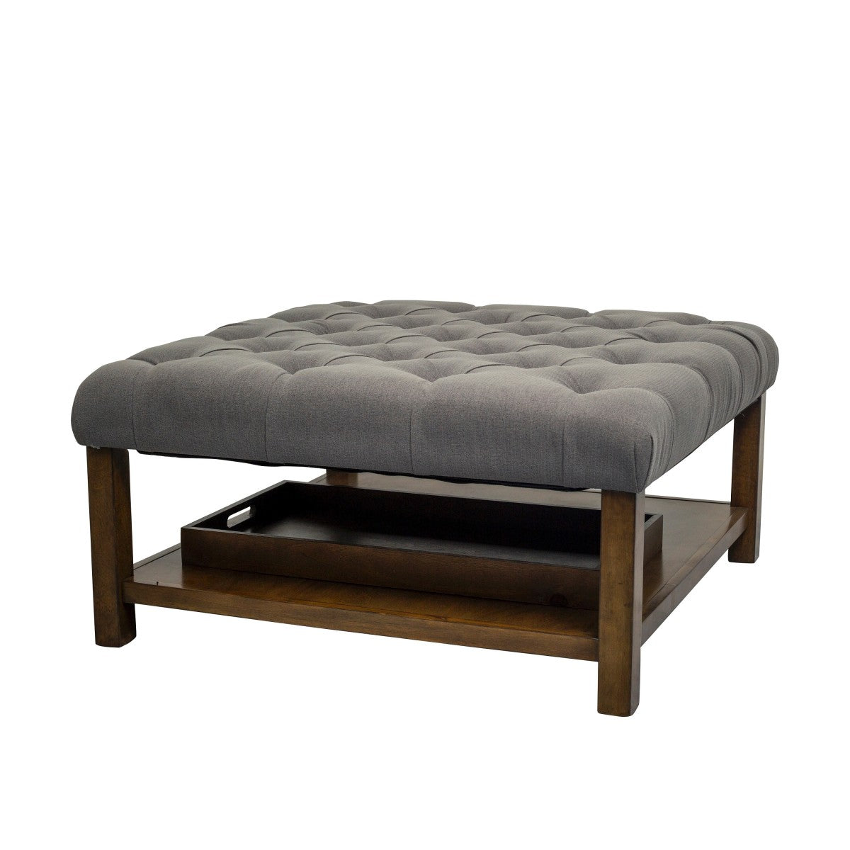 Ottoman Table W/ Serving Tray, Dark Grey