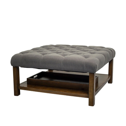 Ottoman Table W/ Serving Tray, Dark Grey
