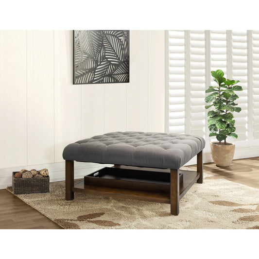 Ottoman Table W/ Serving Tray, Dark Grey