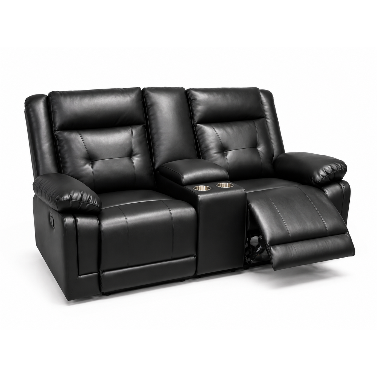 Dooly Manual Reclin Loveseat W/Console, Bk Pu