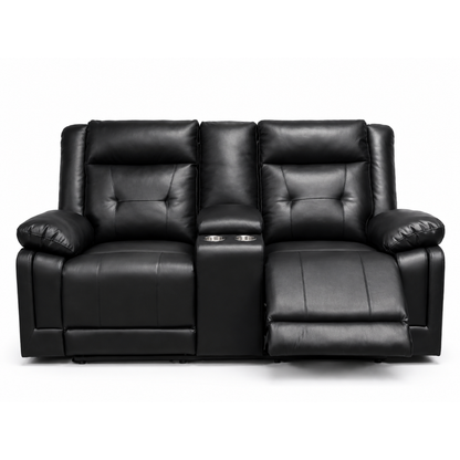 Dooly Manual Reclin Loveseat W/Console, Bk Pu