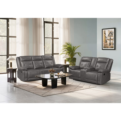 Dooly Manual Reclin Loveseat W/Console, Dark Gray Pu