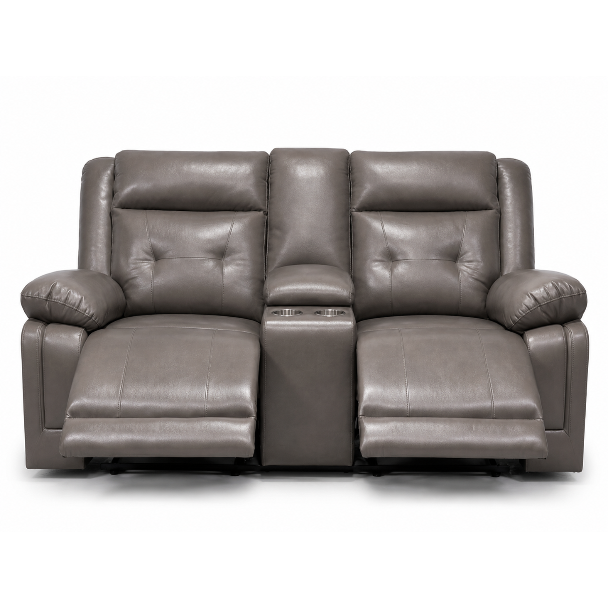 Dooly Manual Reclin Loveseat W/Console, Dark Gray Pu