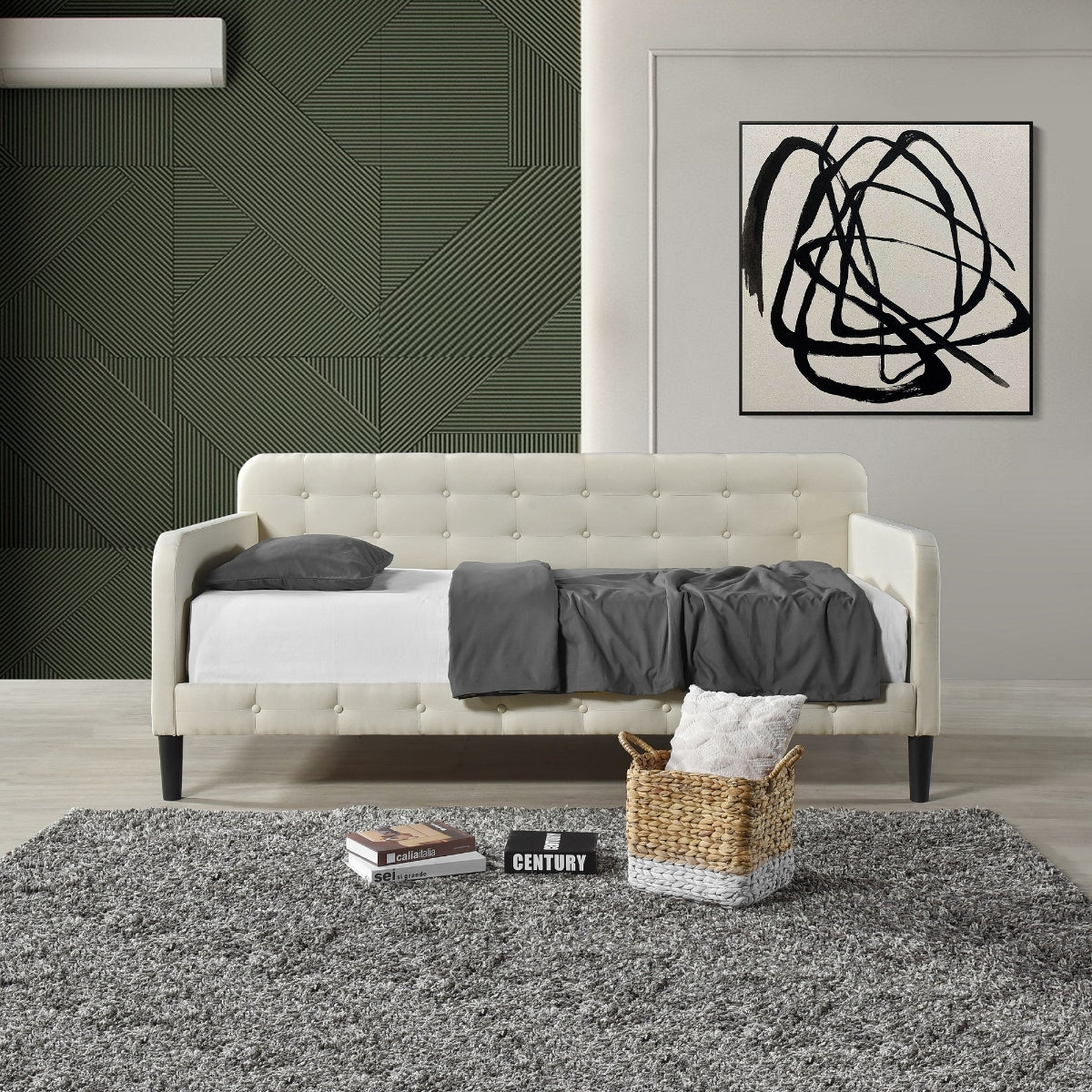 Daybed W/ Button Tufted, Beige