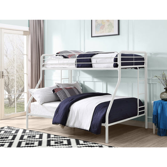 Lunar II Twin Full Metal Bunk Bed, White,3A