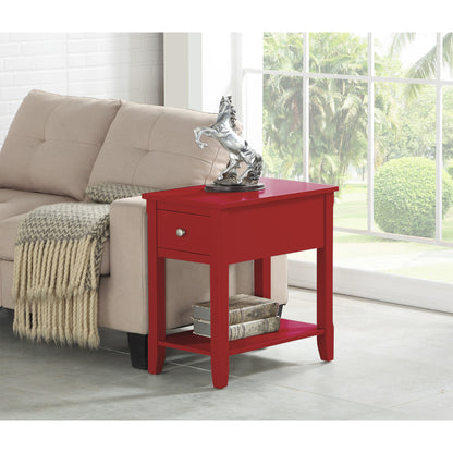 Chair Side Table W/Usb In Red, 3A