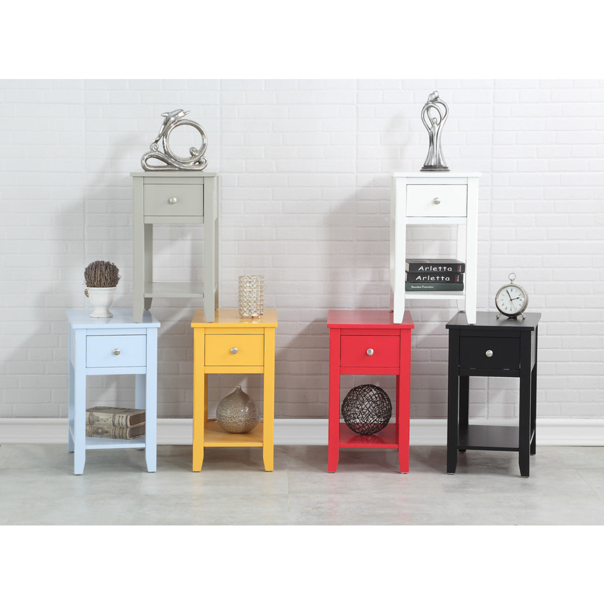 Chair Side Table W/Usb In Red, 3A
