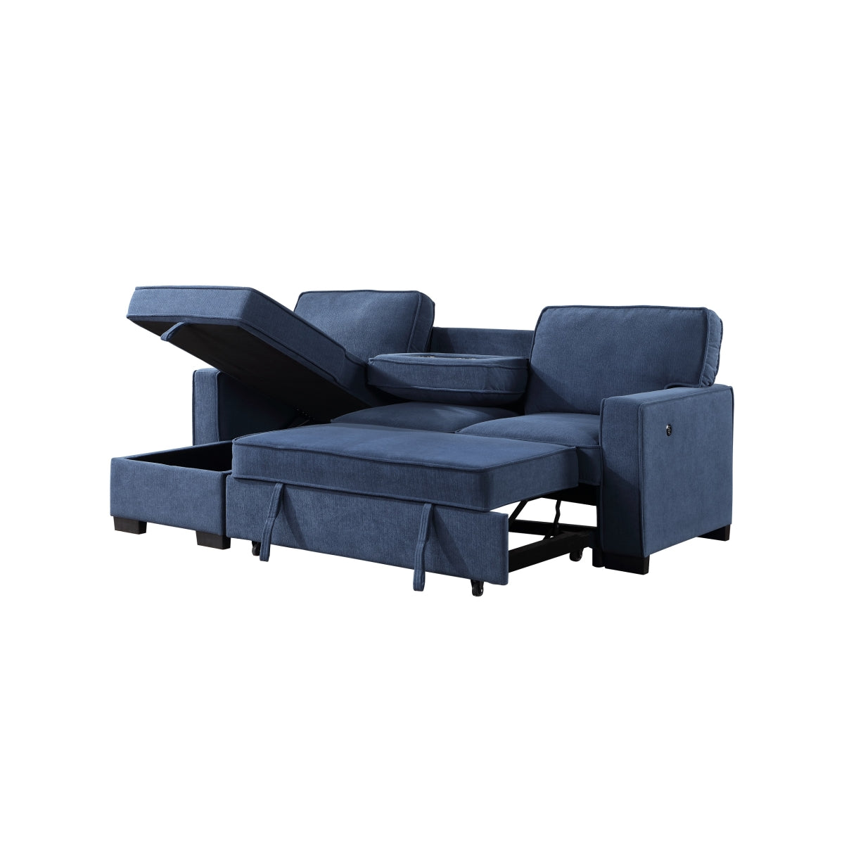 2Pc Sectional W/ Pull-Out Bed & Laf Chaise With Storage