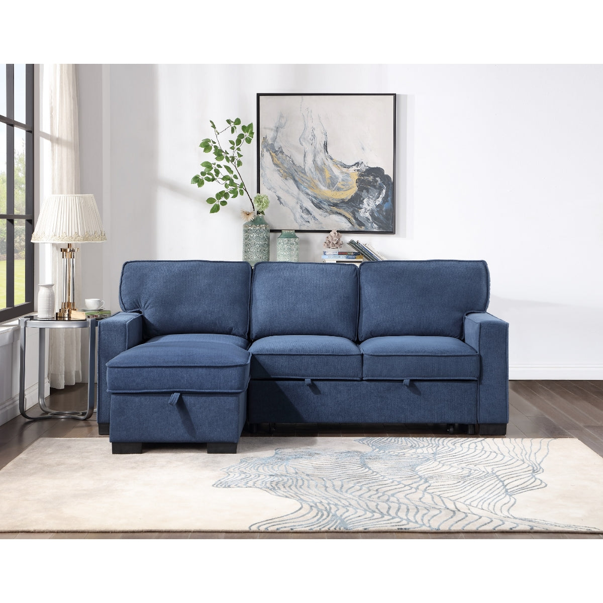 2Pc Sectional W/ Pull-Out Bed & Laf Chaise With Storage