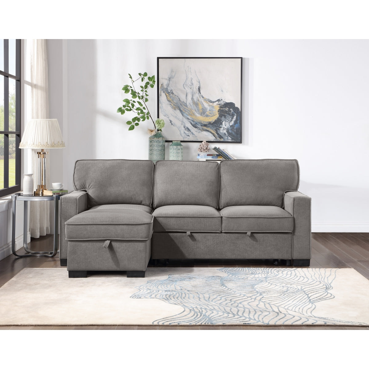 2Pc Sectional W/ Pull-Out Bed & Laf Chaise With Storage