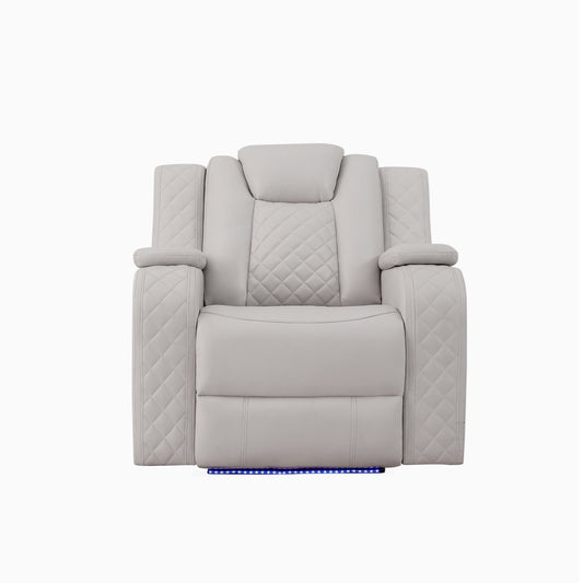 Radiant Pw Recln Chair W/ Pw Headrest, Led Light, Gray White