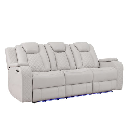 Radiant Pw Recln Sofa, Pw Headrests, Led Light W/ Dropdown Tbl