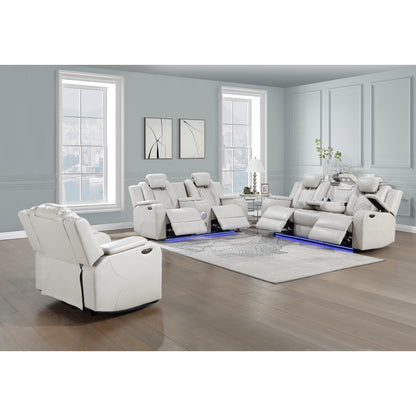 Radiant Pw Recln Sofa, Pw Headrests, Led Light W/ Dropdown Tbl