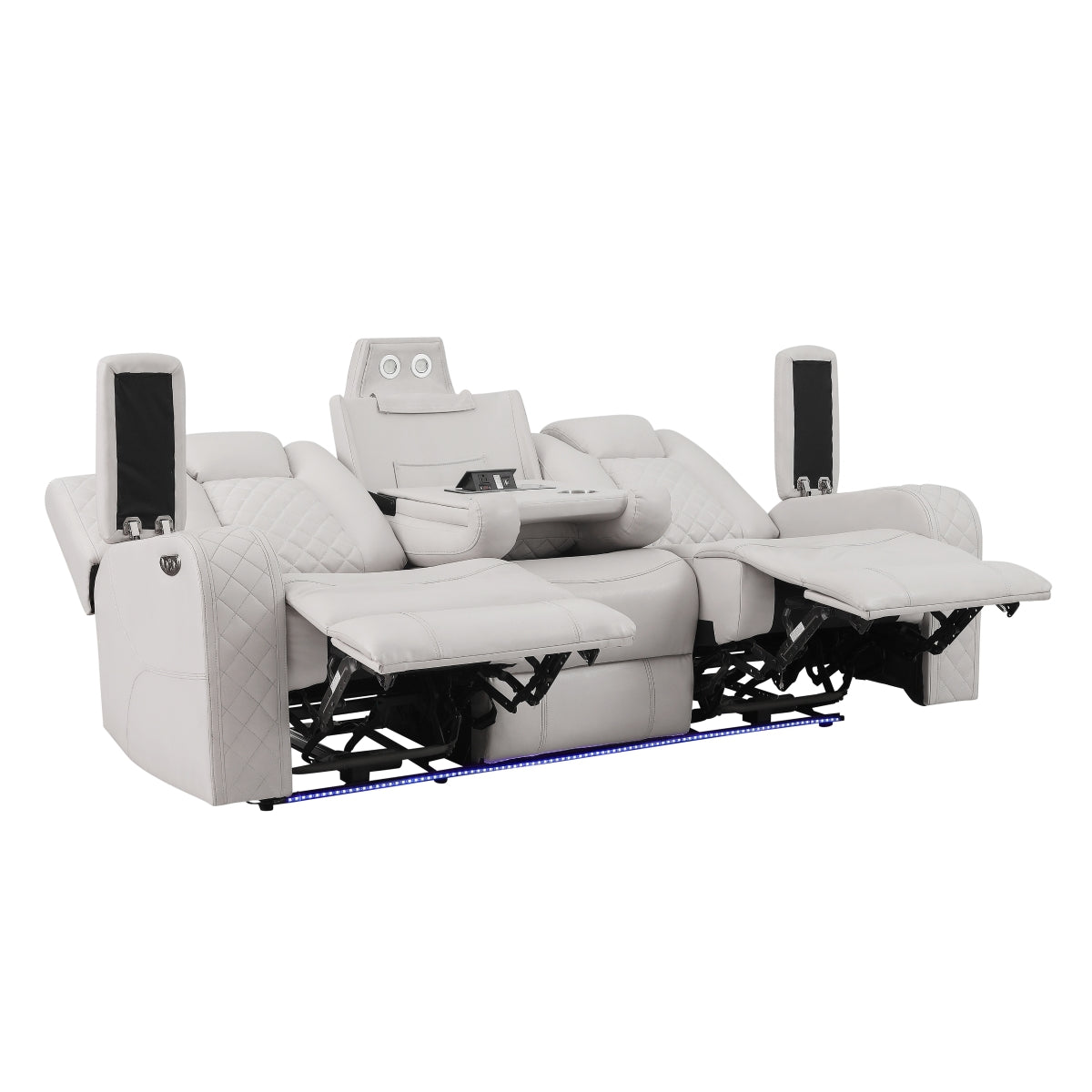 Radiant Pw Recln Sofa, Pw Headrests, Led Light W/ Dropdown Tbl