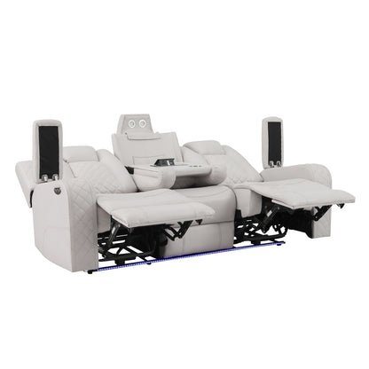 Radiant Pw Recln Sofa, Pw Headrests, Led Light W/ Dropdown Tbl