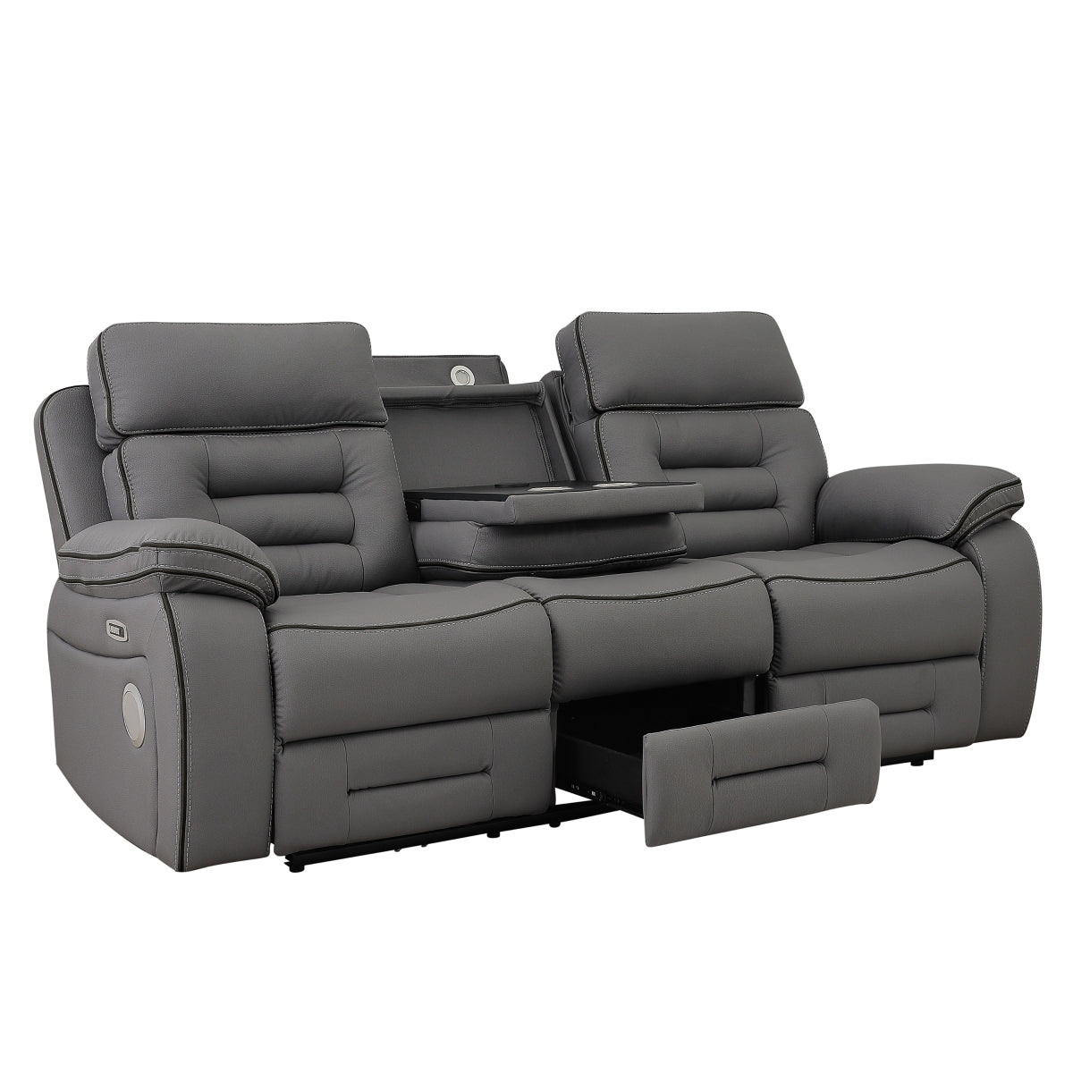 Apollo Pw Recln Sofa W/ Pw Headrest, Speaker, Dropdown Tbl, Cup Holder, Read Light & Drawer Box