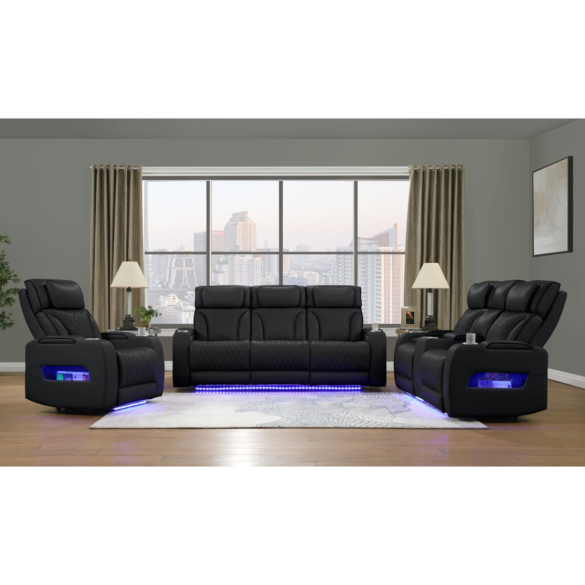 Ritzy Pw Recln Loveseat W/ Console, Led, Speaker & Wireless Charger